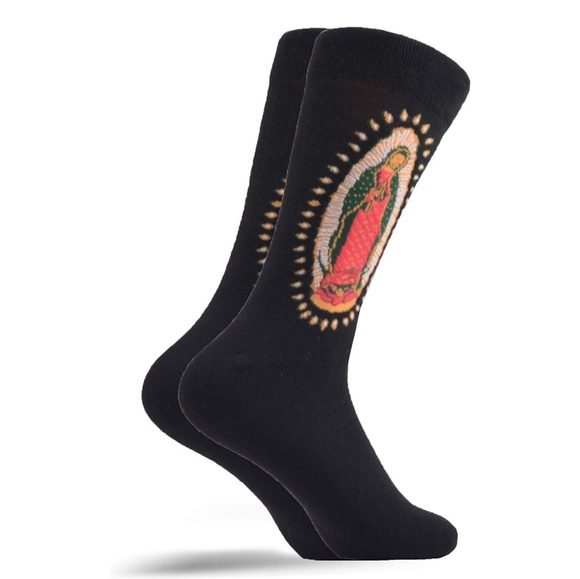Mens Our Lady of Guadalupe Cotton Blend Crew Socks - Picture 2 of 3